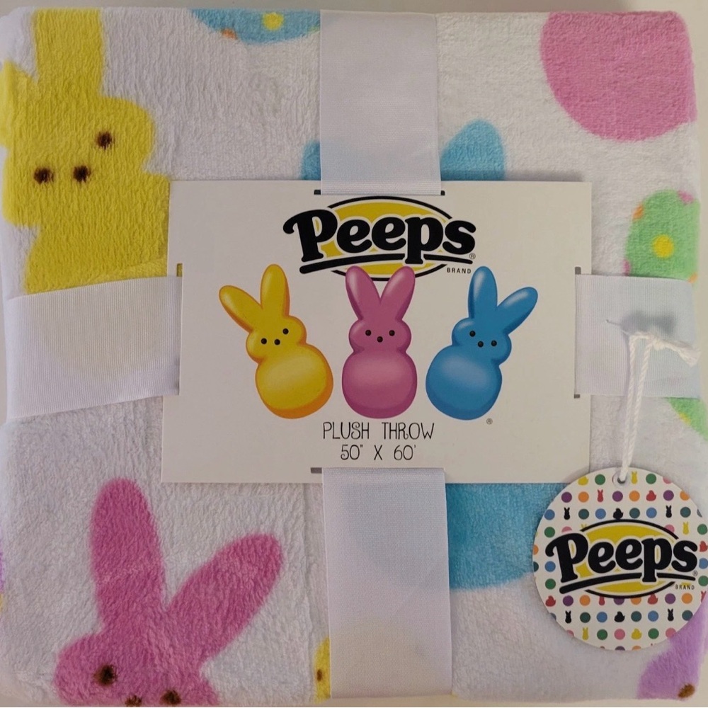 Peeps Plush Throw Blanket - Pastel Multicolor Bunny Print